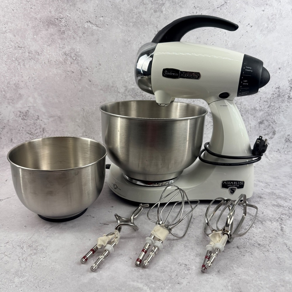 Sunbeam Mixmaster Heritage Series Stand Mixer White Model 2346 Complete Set